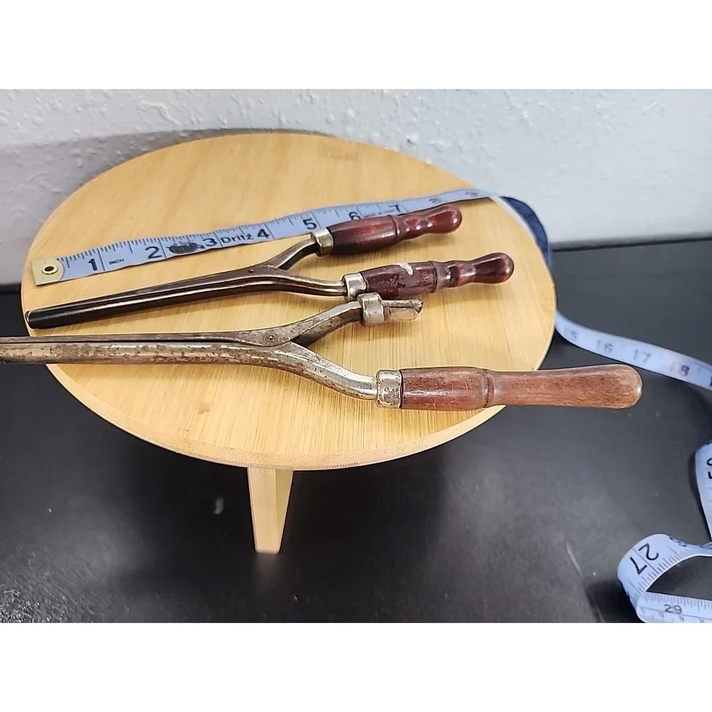 Vintage 2 Curling Iron‎ Metal With Red Handles